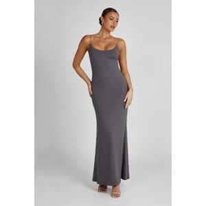 Meshki thin strap maxi dress grey